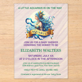 Aquarius Zodiac Baby Shower Lavender and Green Acryleinladungen