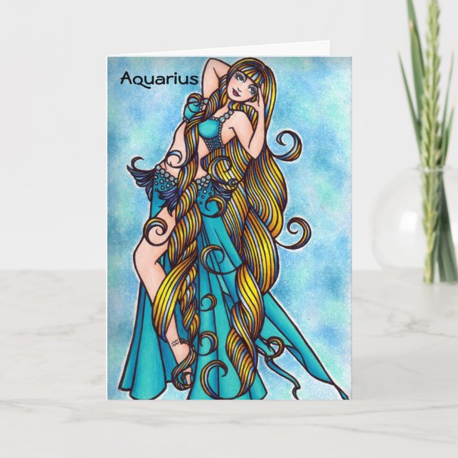 Aquarius Zodiac Belly Tance Card Karte (Vorderseite)