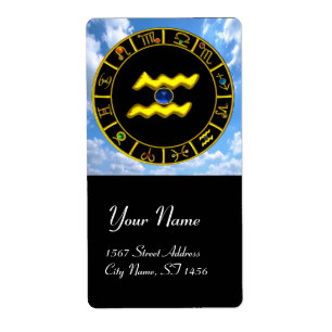 AQUARIUS ZODIAC BIRTHDAY JEWEL Blue Saphire Gold