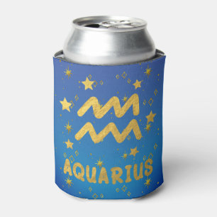 Aquarius Zodiac Blue und Gold Can Cooler Dosenkühler