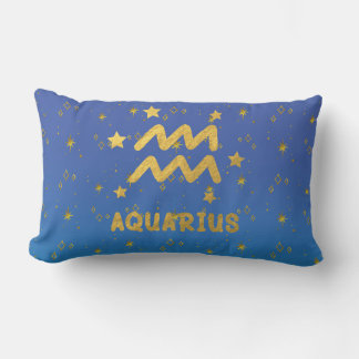 Aquarius Zodiac Blue und Gold Lumbar Pillow Lendenkissen