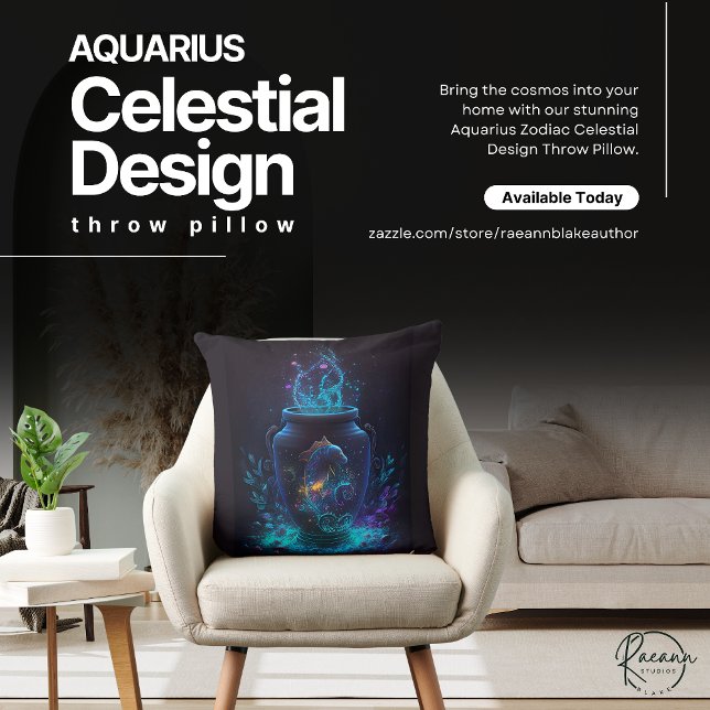 Aquarius Zodiac Celestial Design Throw Kissen (Von Creator hochgeladen)