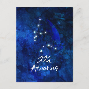 Aquarius Zodiac Constellation Blue Galaxy Sky Postkarte