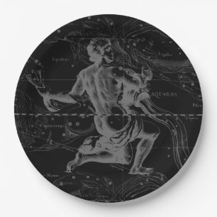Aquarius Zodiac Constellation Gravur Hevelius Pappteller