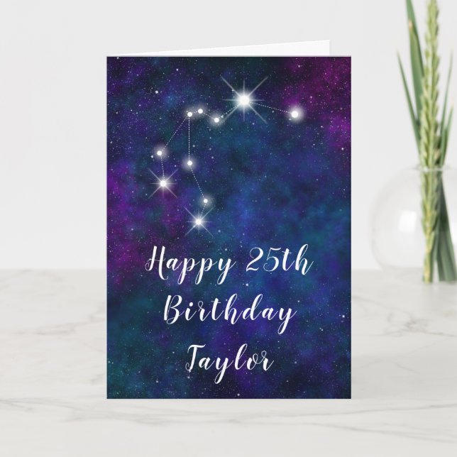 Aquarius Zodiac Constellation Happy Birthday Karte (Vorderseite)
