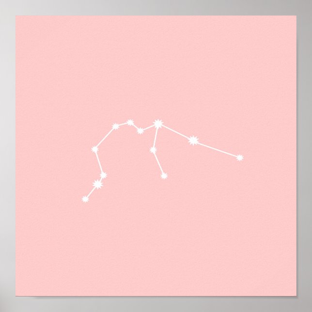 Aquarius Zodiac Constellation Modernes Rosa Poster (Vorne)
