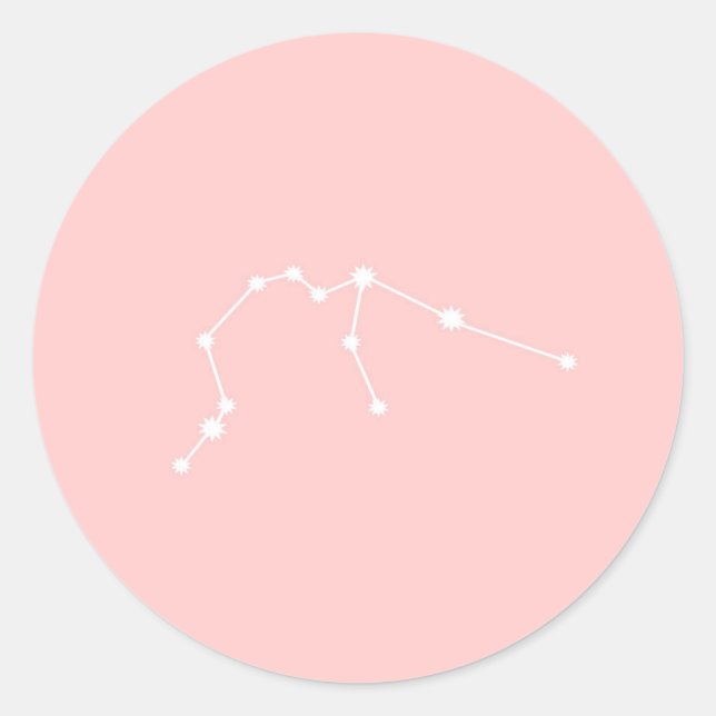 Aquarius Zodiac Constellation Modernes Rosa Runder Aufkleber (Vorderseite)