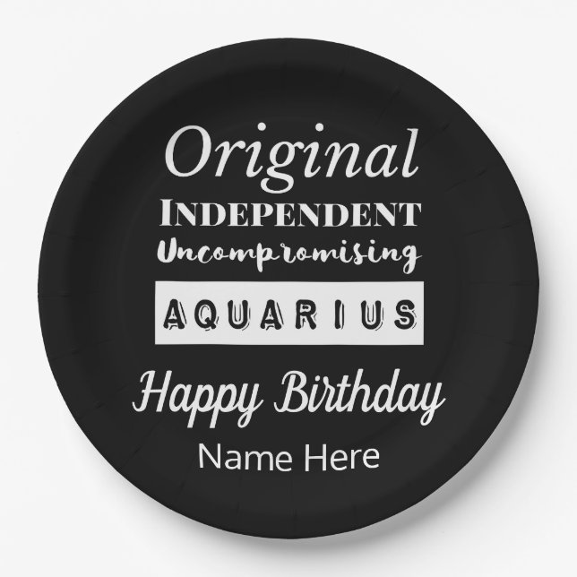 Aquarius Zodiac Fun Charakteristika Geburtstag Pappteller (Vorderseite)