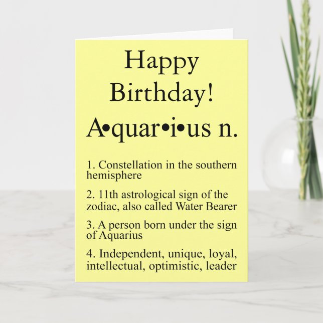 Aquarius Zodiac Geburtstagskarte Karte (Vorderseite)