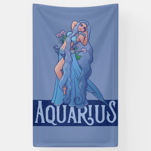 Aquarius Zodiac Goddess Belly Dancer Art Geburtsta Banner (Vertikal)