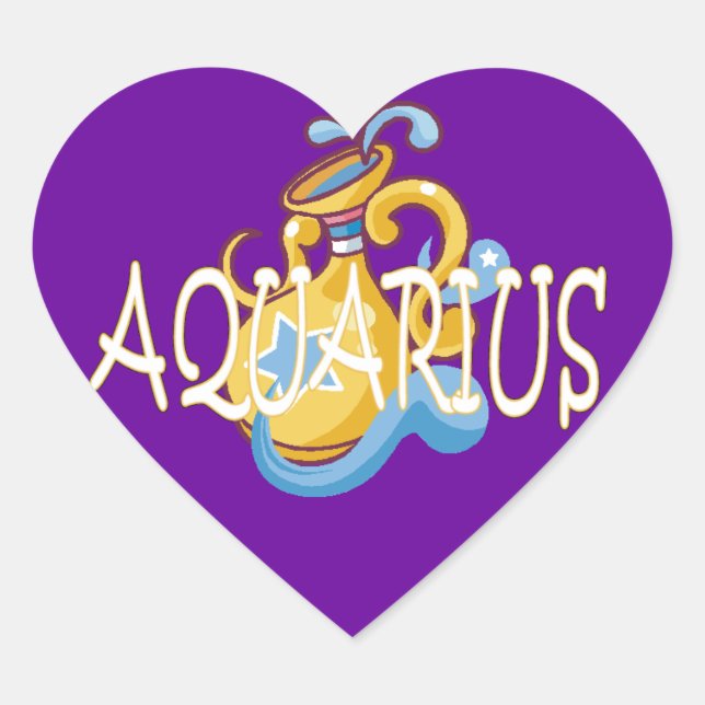 Aquarius zodiac Herz-Aufkleber (Vorderseite)