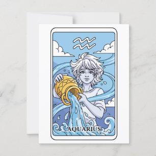 Aquarius Zodiac Illustration Tarot Style Postkarte