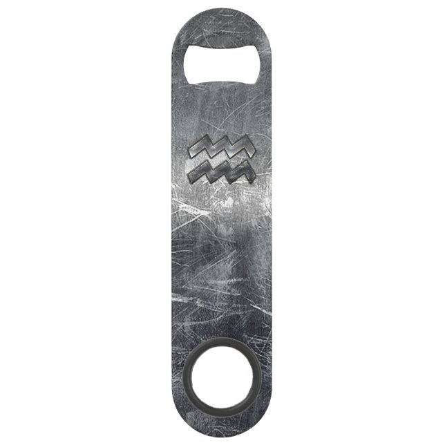 Aquarius Zodiac Industrial Silver Steel Speedflaschenöffner (Vorderseite)