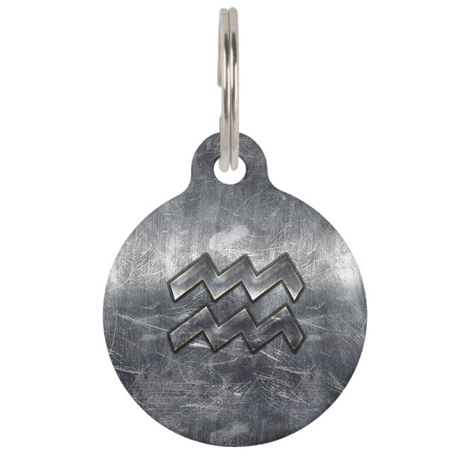 Aquarius Zodiac Industrial Silver Steel Tiernamensmarke (Vorderseite)
