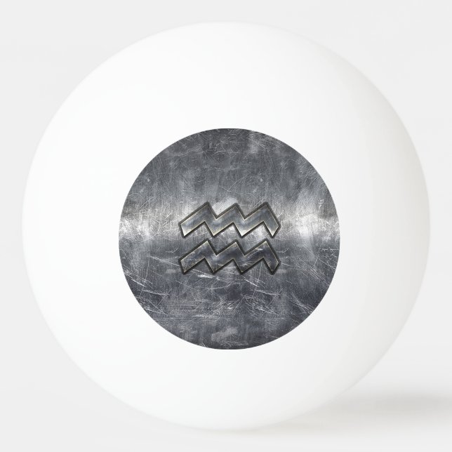 Aquarius Zodiac Industrial Silver Steel Tischtennisball (Vorderseite)
