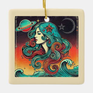 Aquarius Zodiac Keramikornament