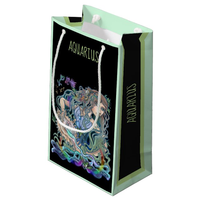 Aquarius Zodiac Kleine Geschenktüte (Rückseite Schrägansicht)
