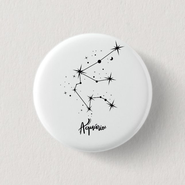 Aquarius Zodiac-Schildkröte Aquarius-Astrologie Button (Vorderseite)
