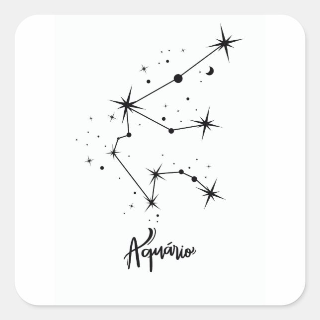 Aquarius Zodiac-Schildkröte Aquarius-Astrologie Quadratischer Aufkleber (Vorderseite)