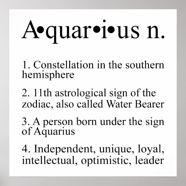 Aquarius Zodiac Sign | Astrologie Horoskop Poster (Vorne)