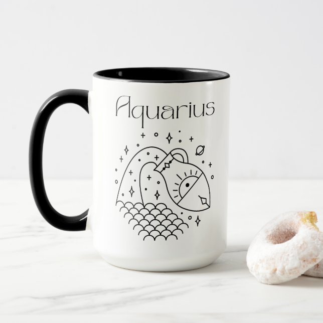 Aquarius Zodiac Sign Astrologisch Tasse (Mit Donut)