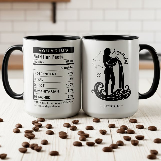 Aquarius Zodiac Sign Astrology Nutrition Facts Tasse (Aquarius Zodiac Sign Astrology Nutrition Facts Mug
)