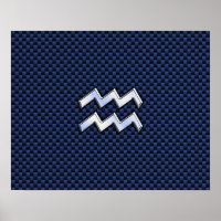 Aquarius Zodiac Sign auf blauem Kohlenstoff