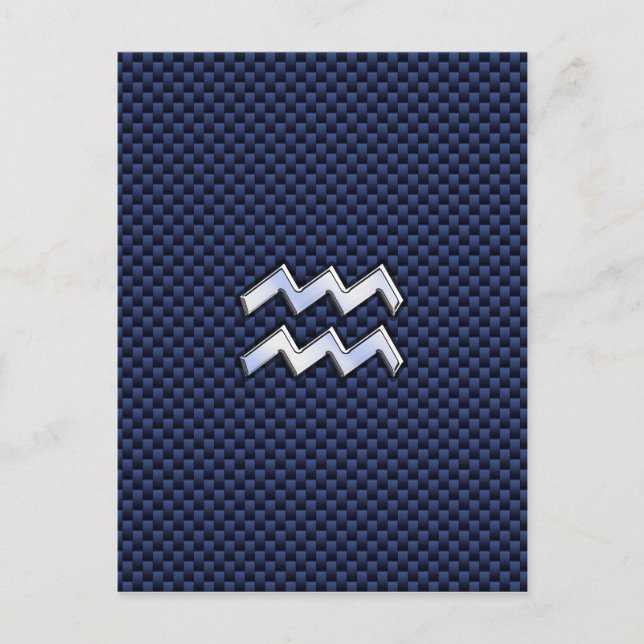 Aquarius Zodiac Sign auf blauem Kohlenstoff Postkarte (Vorderseite)