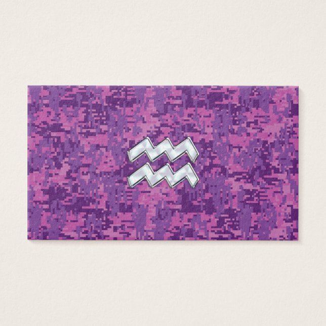 Aquarius Zodiac Sign auf Fuchsia digitale Camoufla (Vorderseite)