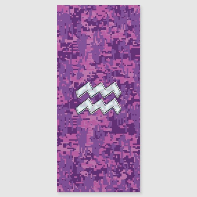 Aquarius Zodiac Sign auf Pink Digital Camouflage Magnetkarte (Vorderseite)
