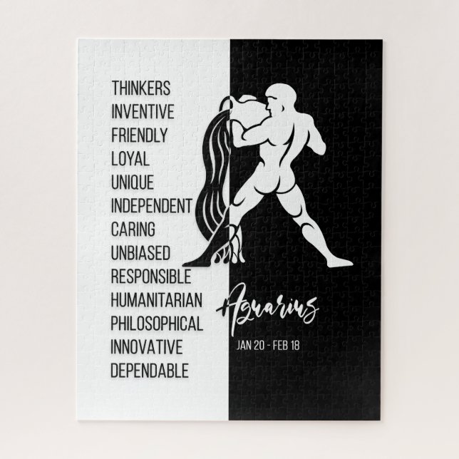 Aquarius Zodiac Sign, Black & White (Vertikal)