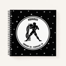 Aquarius Zodiac Sign, Black & White Notebook Notizbuch