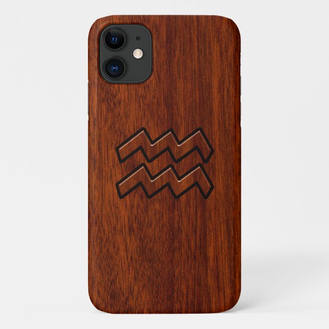 Aquarius Zodiac Sign Brown Mahogany Style Case-Mate iPhone Hülle (Rückseite)