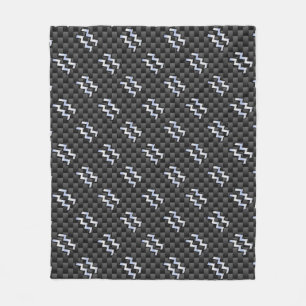 Aquarius Zodiac Sign Carbon Fiber Style Fleecedecke