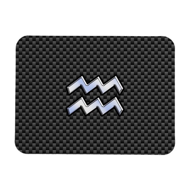 Aquarius Zodiac Sign Carbon Fiber Style Magnet (Horizontal)