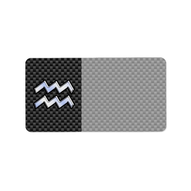 Aquarius Zodiac Sign Carbon Fibre Style Adressaufkleber (Vorne)