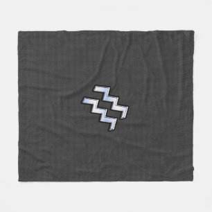 Aquarius Zodiac Sign Carbon Fibre Style Fleecedecke