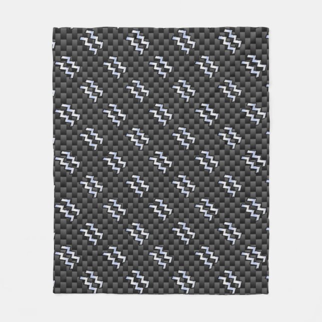 Aquarius Zodiac Sign Carbon Fibre Style Fleecedecke (Vorderseite)