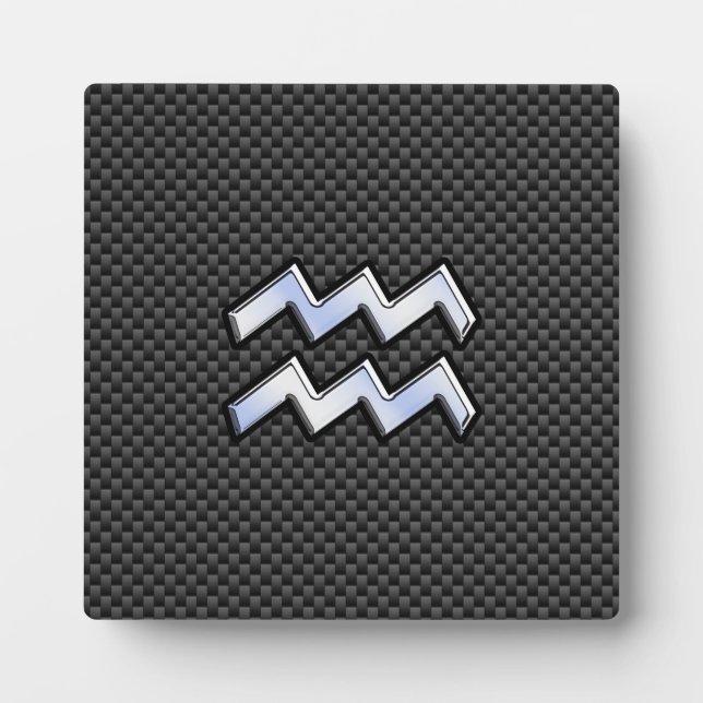 Aquarius Zodiac Sign Carbon Fibre Style Fotoplatte (Vorderseite)