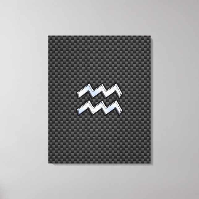 Aquarius Zodiac Sign Carbon Fibre Style Leinwanddruck (Vorderseite)
