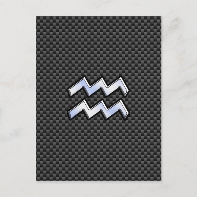 Aquarius Zodiac Sign Carbon Fibre Style Postkarte (Vorderseite)