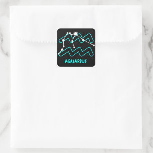 Aquarius Zodiac Sign Constellation Quadratischer Aufkleber