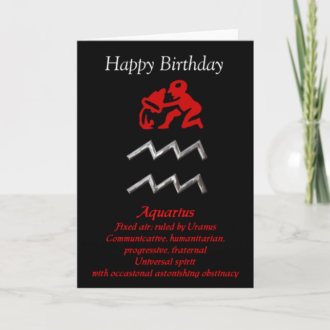 Aquarius Zodiac Sign Geburtstag Grußkarten Karte (Vorderseite)
