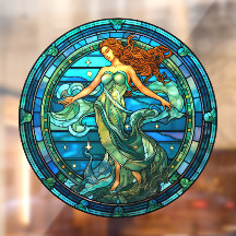 Aquarius Zodiac Sign Imitate Hartglas Window