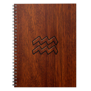 Aquarius Zodiac Sign Mahogany Style Notizblock