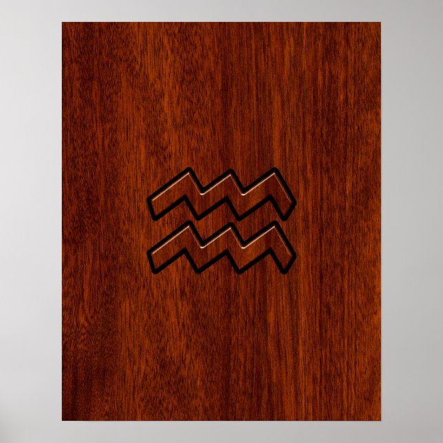 Aquarius Zodiac Sign Mahogany Style Poster (Vorne)