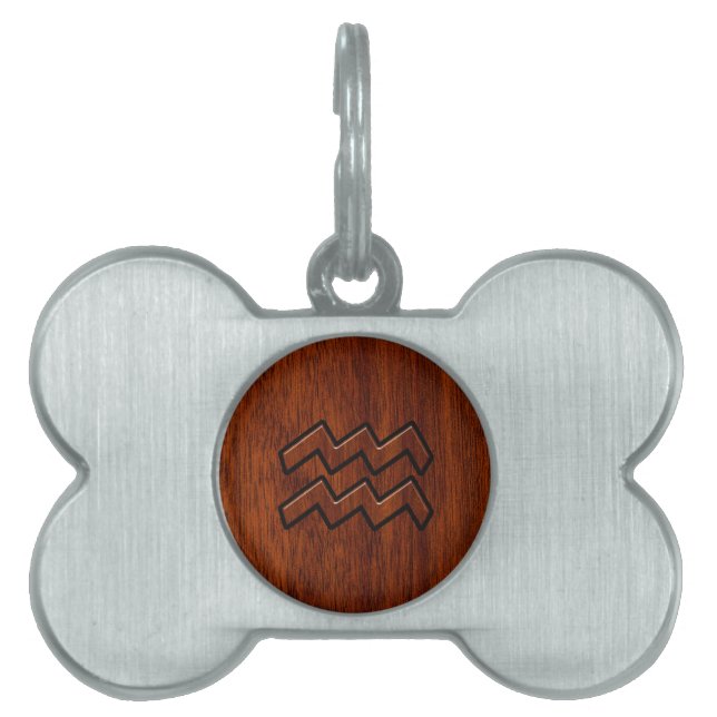 Aquarius Zodiac Sign Mahogany Wood Style Tiermarke (Vorderseite)