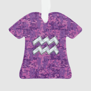 Aquarius Zodiac Sign on fuchsia digital camouflage