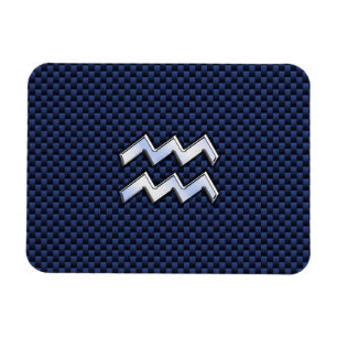 Aquarius Zodiac Sign on navy blue carbon fiber Magnet