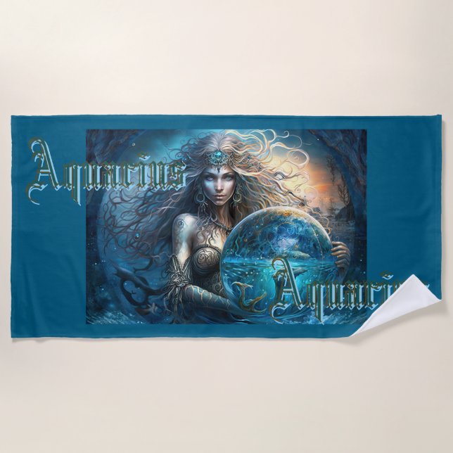 Aquarius Zodiac Sign Strandtuch (Vorderseite)